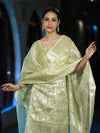 Banarasee Cotton Silk Kota Check Zari Work Salwar Kameez Fabric With Dupatta Set-Light Yellow