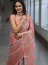 Banarasee Organza Mix Saree With Zari Jaal & Border-Pink