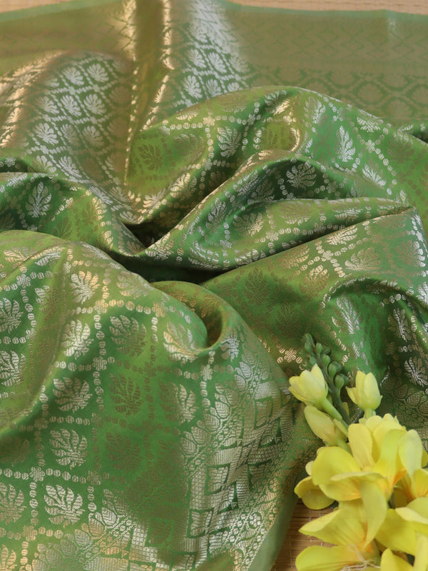 Banarasee Art Silk Jaal Design Dupatta-Olive Green