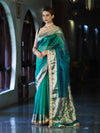 Banarasee Handwoven Tissue Saree With Embroidered Ghungroo Work-Green (Dual Tone)