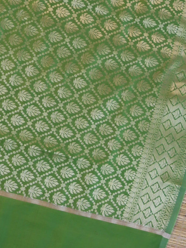 Banarasee Art Silk Jaal Design Dupatta-Olive Green