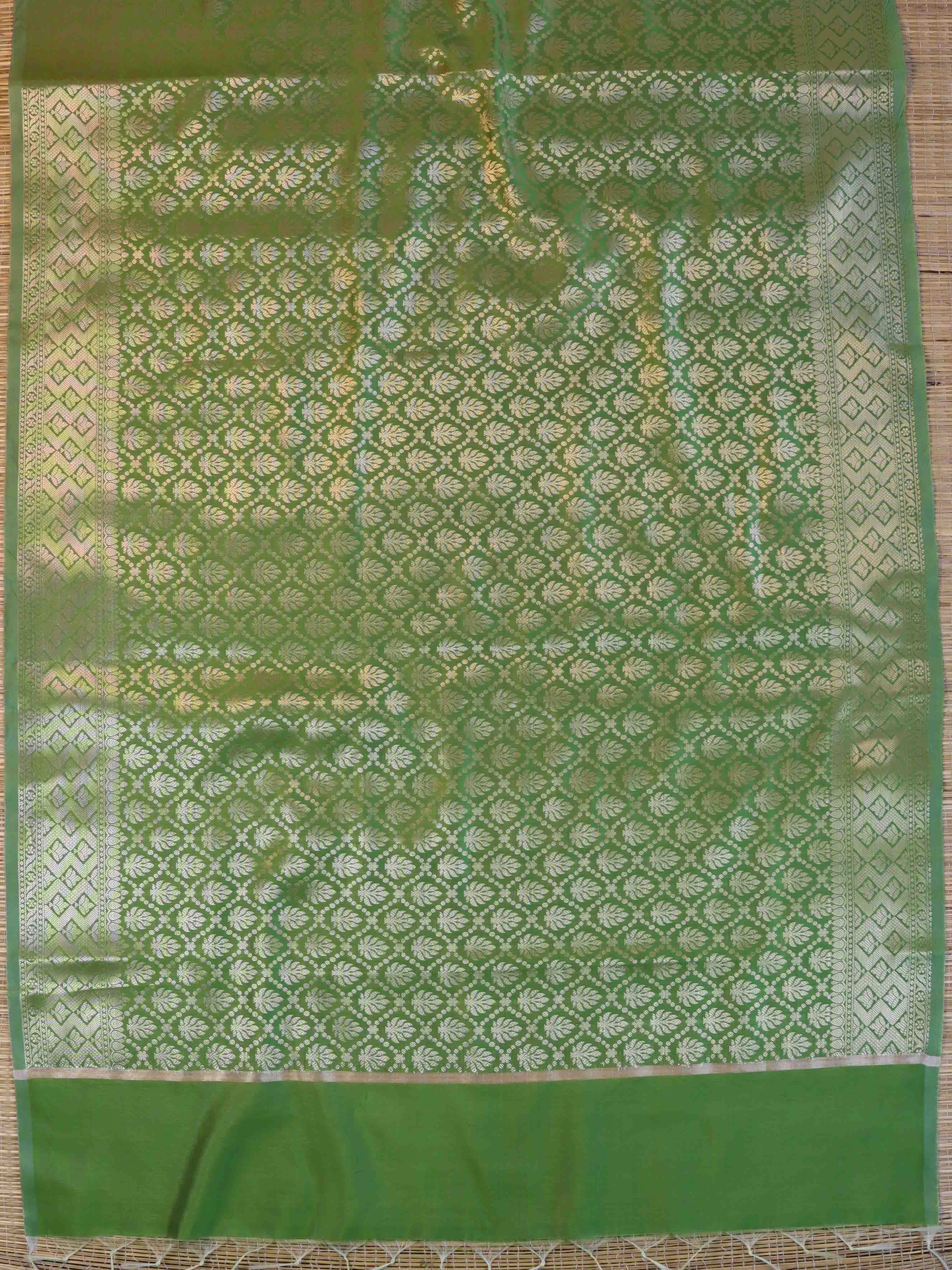 Banarasee Art Silk Jaal Design Dupatta-Olive Green