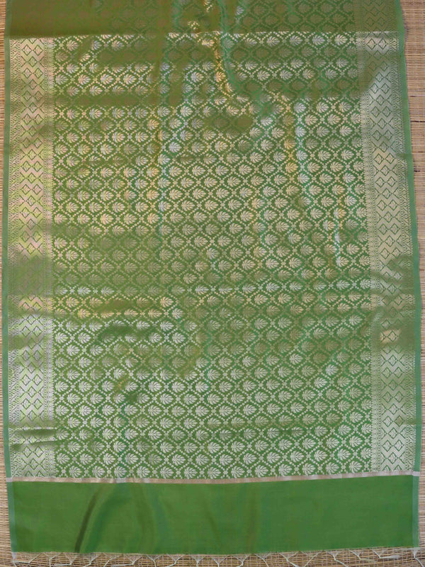 Banarasee Art Silk Jaal Design Dupatta-Olive Green