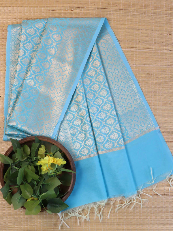 Banarasee Art Silk Jaal Design Dupatta-Light Blue