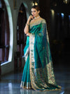 Banarasee Handwoven Tissue Saree With Embroidered Ghungroo Work-Green (Dual Tone)
