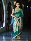 Banarasee Handwoven Tissue Saree With Embroidered Ghungroo Work-Green (Dual Tone)