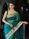 Banarasee Handwoven Tissue Saree With Embroidered Ghungroo Work-Green (Dual Tone)
