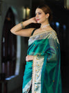 Banarasee Handwoven Tissue Saree With Embroidered Ghungroo Work-Green (Dual Tone)