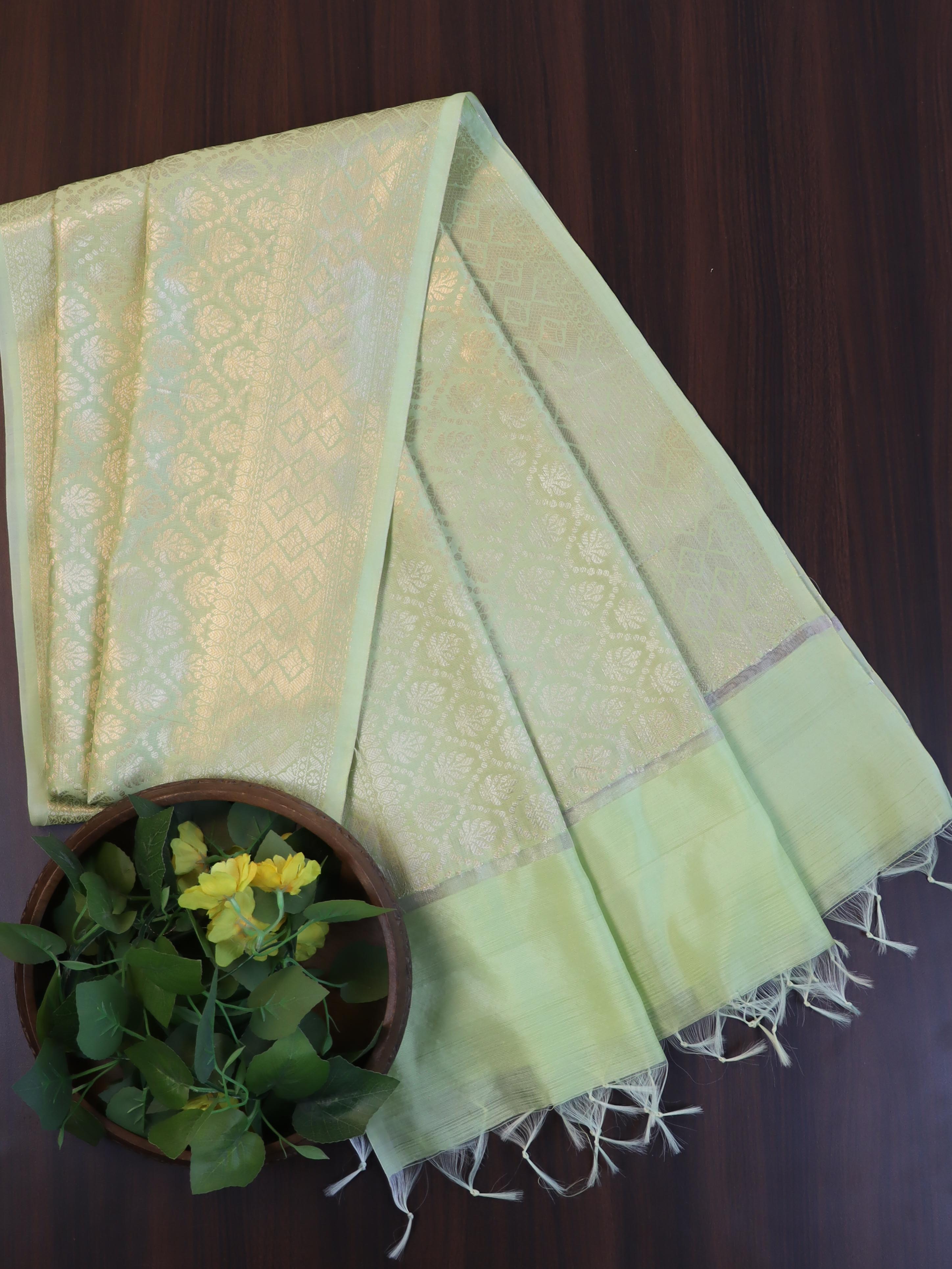 Banarasee Art Silk Jaal Design Dupatta-Light Green