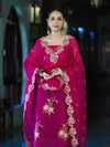 Banarasee Resham Embroidered Chanderi Salwar Kameez With Organza Dupatta Set-Magenta