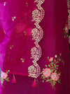 Banarasee Resham Embroidered Chanderi Salwar Kameez With Organza Dupatta Set-Magenta