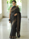 Banarasee Semi-Chiffon Saree With Antique Gold Zari Work-Black