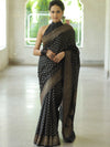 Banarasee Semi-Chiffon Saree With Antique Gold Zari Work-Black