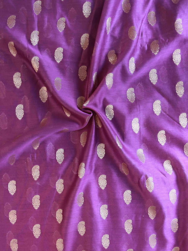 Banarasee Zari Buti Chanderi Fabric-Violet