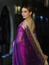 Banarasee Handwoven Tissue Saree With Embroidered Ghungroo Work-Violet
