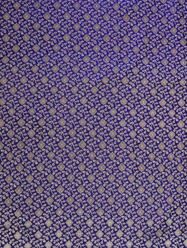 Banarasee Brocade Salwar Kameez Fabric With Contrast Dupatta-Navy Blue & Gold