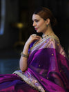 Banarasee Handwoven Tissue Saree With Embroidered Ghungroo Work-Violet