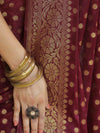 Banarasee Semi-Chiffon Saree With Antique Gold Zari Work-Maroon