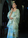Banarasee Cotton Silk Zari Work Salwar Kameez Fabric With Jaal Design Dupatta Set-Dusty Green