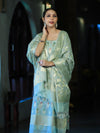 Banarasee Cotton Silk Zari Work Salwar Kameez Fabric With Jaal Design Dupatta Set-Dusty Green