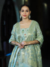 Banarasee Cotton Silk Zari Work Salwar Kameez Fabric With Jaal Design Dupatta Set-Dusty Green