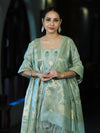 Banarasee Cotton Silk Zari Work Salwar Kameez Fabric With Jaal Design Dupatta Set-Dusty Green