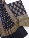 Banarasee Cotton Silk Zari Buta Work Salwar Kameez Fabric With Dupatta Set-Black