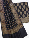 Banarasee Cotton Silk Zari Buta Work Salwar Kameez Fabric With Dupatta Set-Black