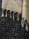 Banarasee Brocade Salwar Kameez Fabric With Jaal Design Contrast Dupatta-Black & Cream