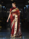 Banarasee Handwoven Tissue Saree With Embroidered Ghungroo Work-Maroon