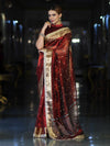 Banarasee Handwoven Tissue Saree With Embroidered Ghungroo Work-Maroon