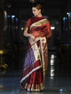 Banarasee Handwoven Tissue Saree With Embroidered Ghungroo Work-Maroon