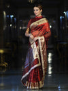 Banarasee Handwoven Tissue Saree With Embroidered Ghungroo Work-Maroon