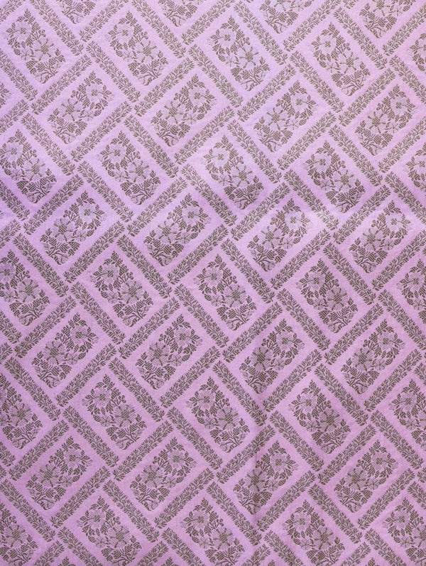 Banarasee Brocade Salwar Kameez Fabric With Jaal Design Dupatta-Light Pink & Blue