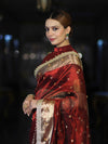 Banarasee Handwoven Tissue Saree With Embroidered Ghungroo Work-Maroon