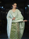 Banarasee Brocade Salwar Kameez Fabric With Jaal Design Contrast Dupatta-Green
