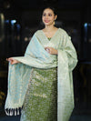 Banarasee Brocade Salwar Kameez Fabric With Jaal Design Contrast Dupatta-Green