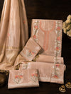 Banarasee Soft Tissue Thread Embroidered Semi-Stitched Salwar Kameez Fabric With Dupatta Set-Peach