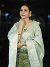 Banarasee Brocade Salwar Kameez Fabric With Jaal Design Contrast Dupatta-Green