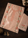 Banarasee Soft Tissue Thread Embroidered Semi-Stitched Salwar Kameez Fabric With Dupatta Set-Peach
