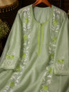 Banarasee Soft Tissue Thread Embroidered Semi-Stitched Salwar Kameez Fabric With Dupatta Set-Light Green