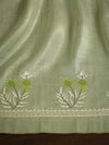 Banarasee Soft Tissue Thread Embroidered Semi-Stitched Salwar Kameez Fabric With Dupatta Set-Light Green