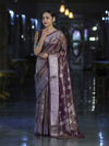 Banarasee Handloom Tissue Saree With Zari Buta Work & Border-Light Purple