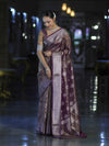 Banarasee Handloom Tissue Saree With Zari Buta Work & Border-Light Purple