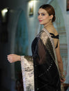 Banarasee Organza Hand Embroidered Mirror Work Saree-Black