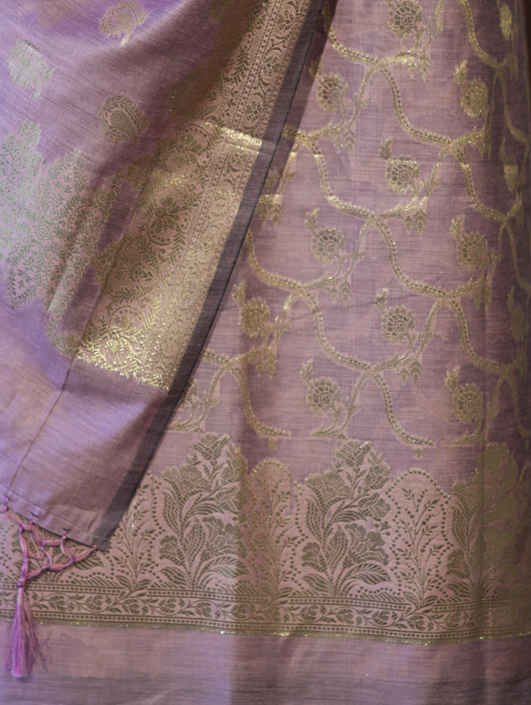 Banarasee Cotton Silk Zari Work Salwar Kameez Fabric With Dupatta Set-Mauve