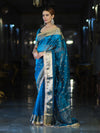 Banarasee Handwoven Tissue Saree With Embroidered Ghungroo Work-Blue