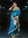 Banarasee Handwoven Tissue Saree With Embroidered Ghungroo Work-Blue