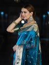 Banarasee Handwoven Tissue Saree With Embroidered Ghungroo Work-Blue