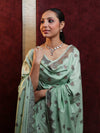 Banarasee Handloom Pure Cotton Silk Salwar Kameez Fabric With Dupatta-Light Moss Green